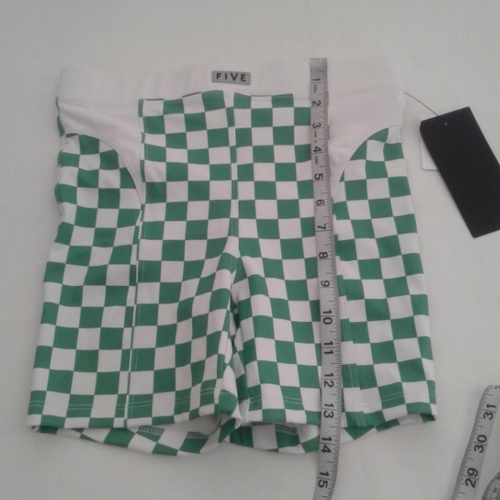 Five the Label Checkered Active Set Green Sports Bra & Biker Shorts S/M NWT - Picture 14 of 14